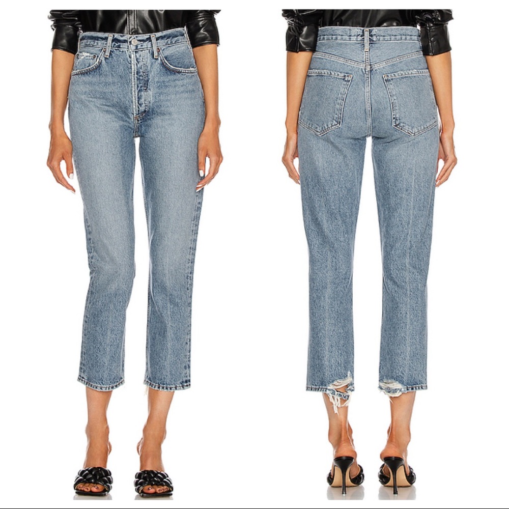 🥂SOLD AGOLDE Riley High Rise Crop Jeans in BLUR - Picture 16 of 16